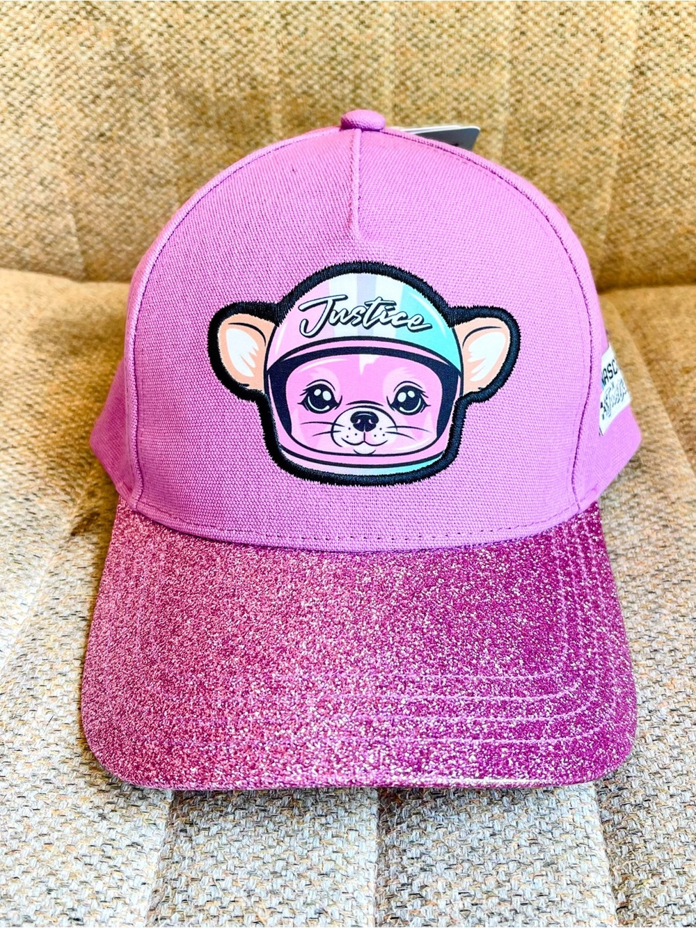 Brand New Kids Pink Glitter Baseball Cap with Cute Character